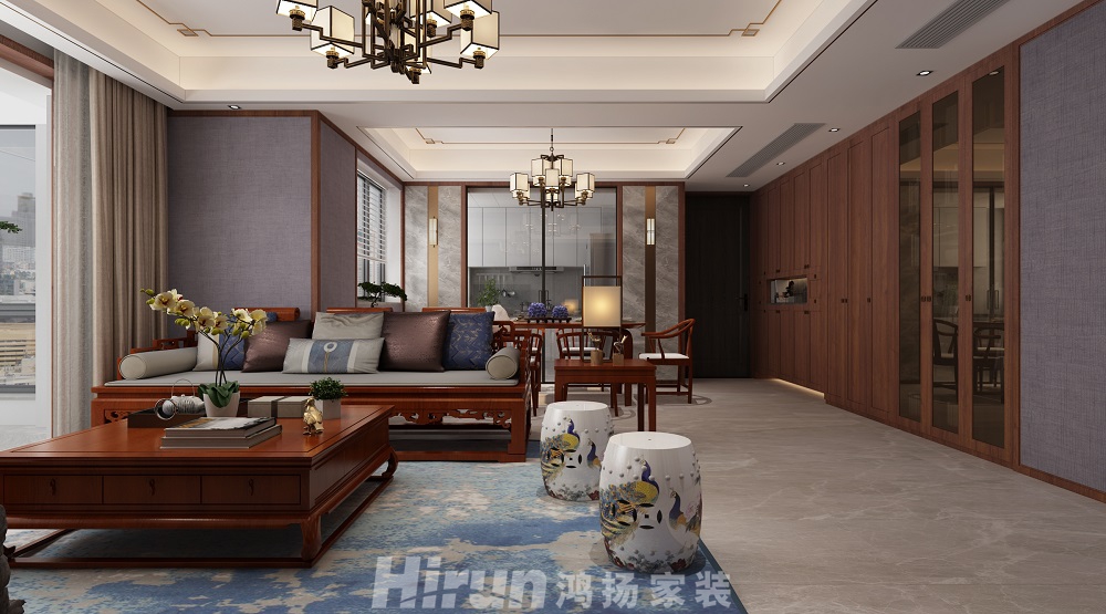 北辰三角洲130㎡復(fù)合寫意三居室 裝修案例效果圖-正角度看餐廳01