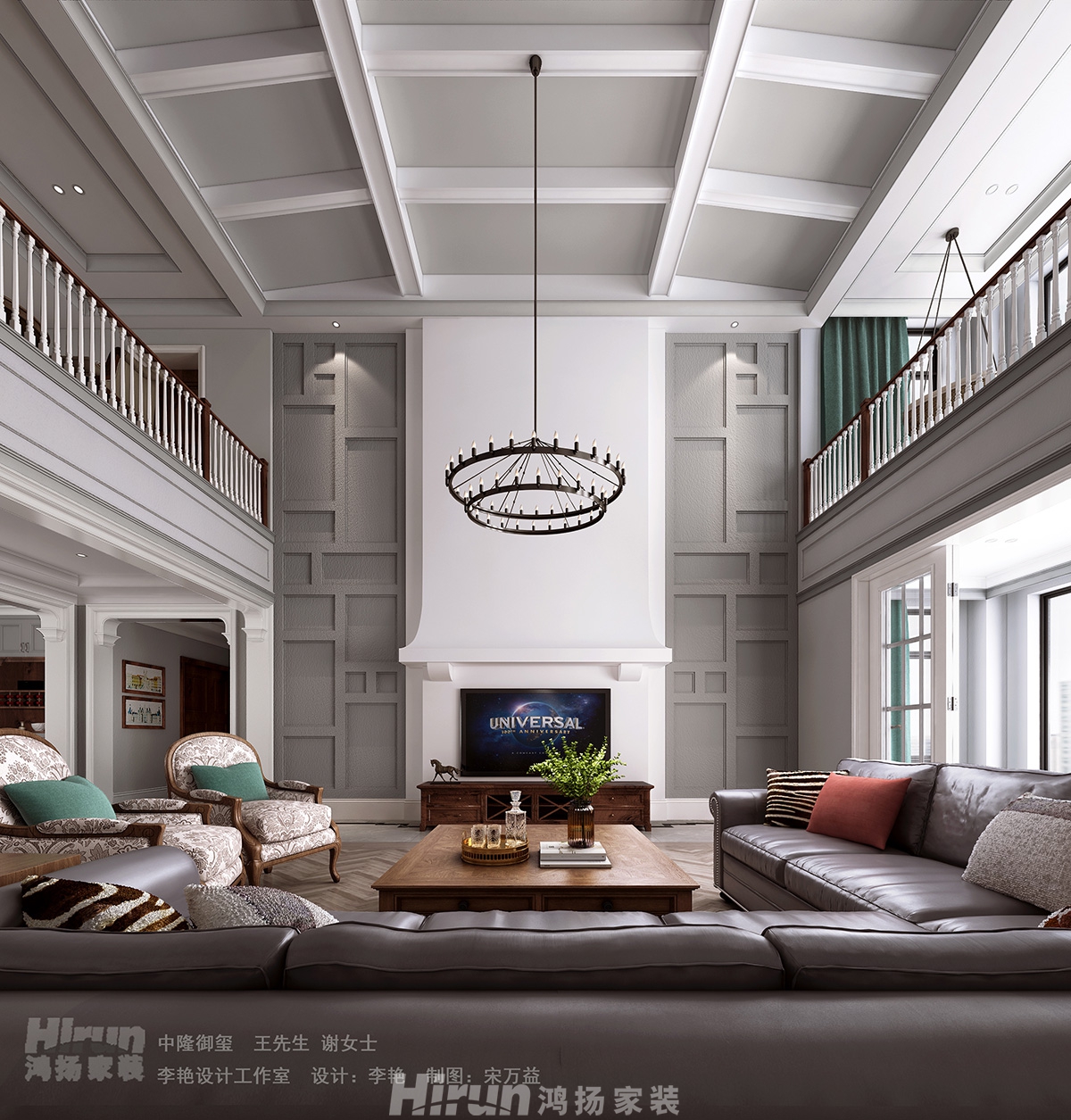 中隆國際御璽320㎡輕歐簡美復式 裝修案例效果圖-3