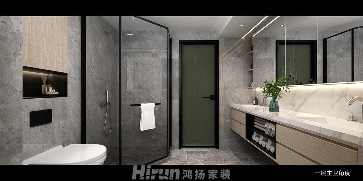 東方名苑首府500㎡意境東方別墅 裝修案例效果圖-一層主衛(wèi)角度