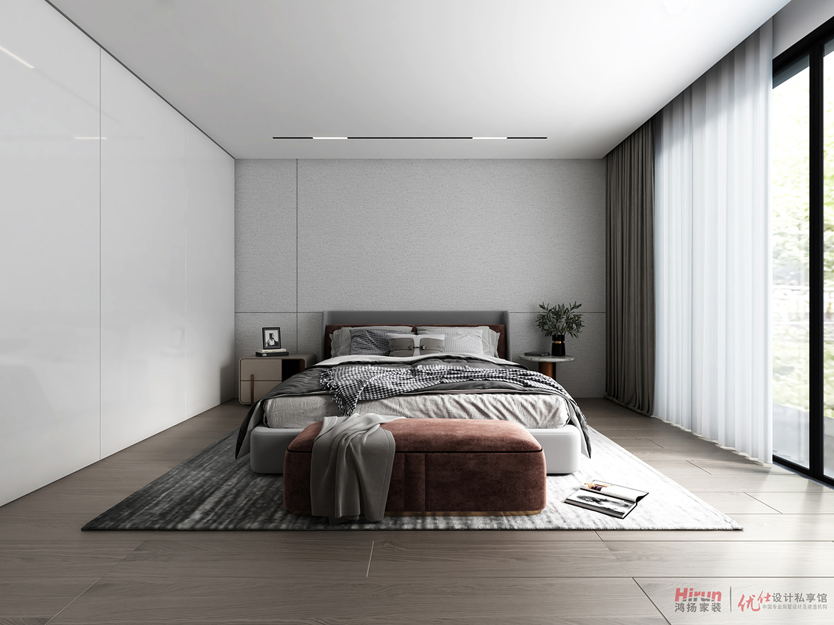 湘江壹號320㎡雅致現代別墅 裝修案例效果圖-母親房