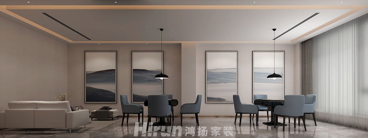 致地龍熙臺400㎡意境東方別墅 裝修案例效果圖-負二樓娛樂室