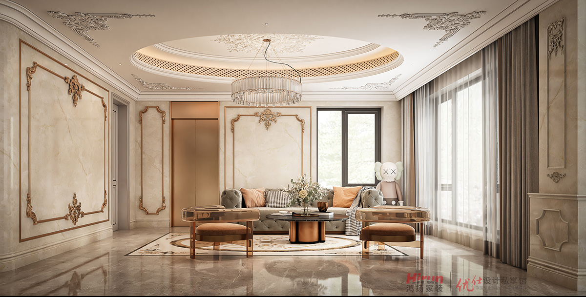 富瑤天下500㎡歐美香頌別墅 裝修案例效果圖-3-電梯間