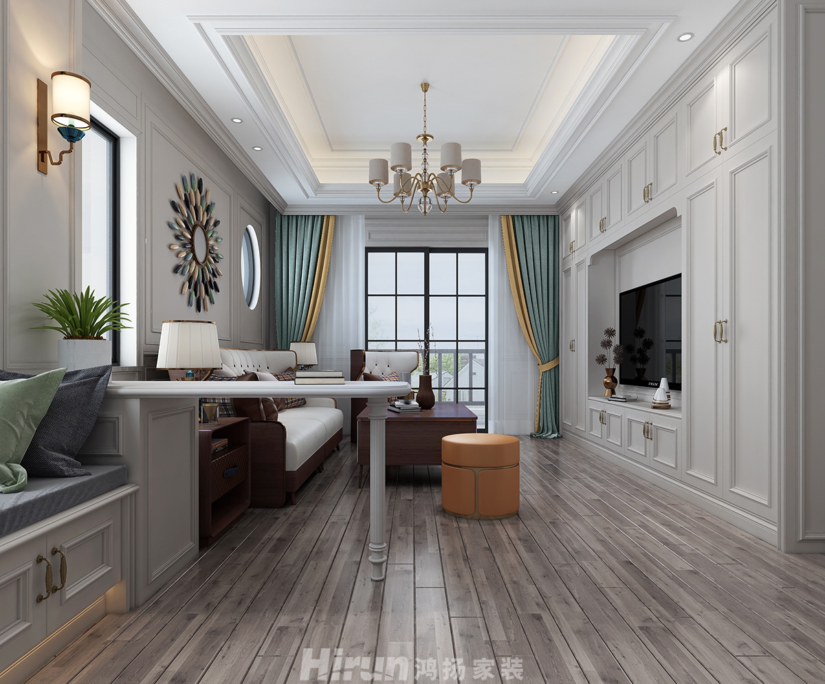 保利朗峰400㎡輕歐簡美別墅 裝修案例效果圖-012起居室