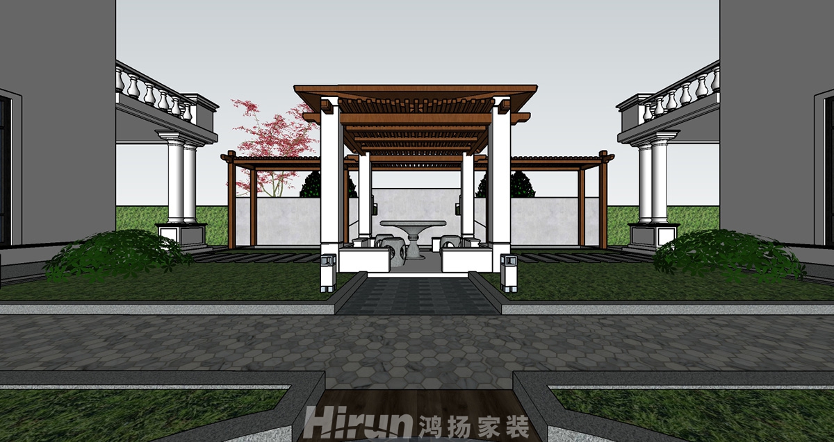 瀏陽(yáng)別墅1000㎡復(fù)合寫意別墅 裝修案例效果圖-瀏陽(yáng)中式園林1-11