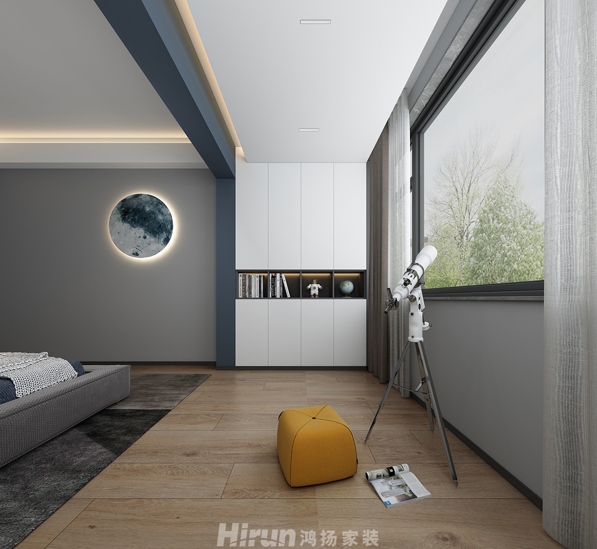 長房梅溪香山400㎡雅致現(xiàn)代別墅 裝修案例效果圖-12男孩房2