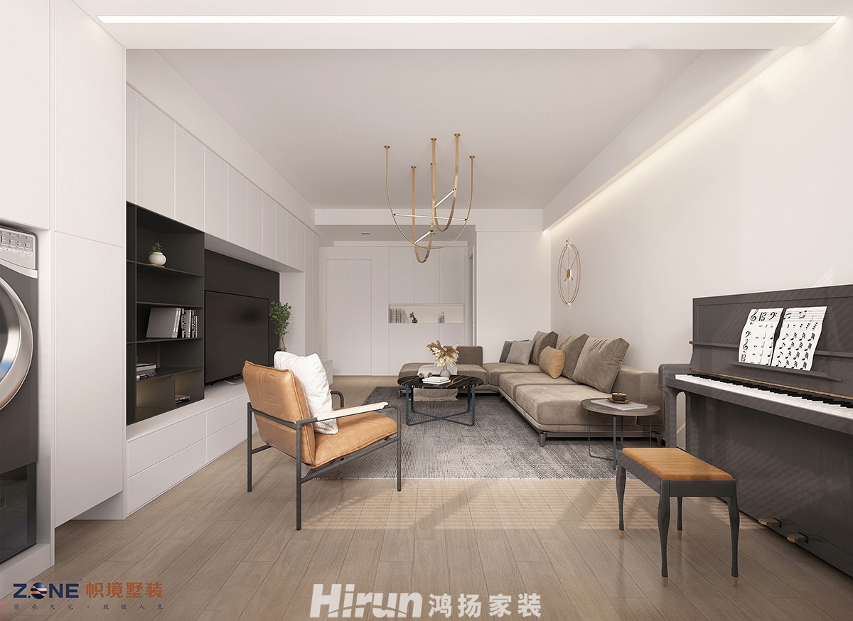 蓉園小區150㎡雅致現代四居室 裝修案例效果圖-客廳1