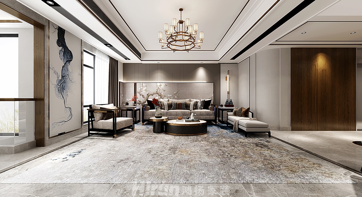 金地三千府260㎡復(fù)合寫意大平層 裝修案例效果圖-2-3