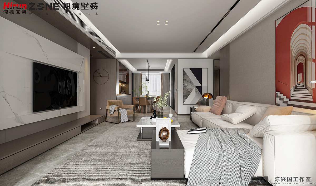 明昇壹城220㎡雅致現代四居室 裝修案例效果圖-1-(5)