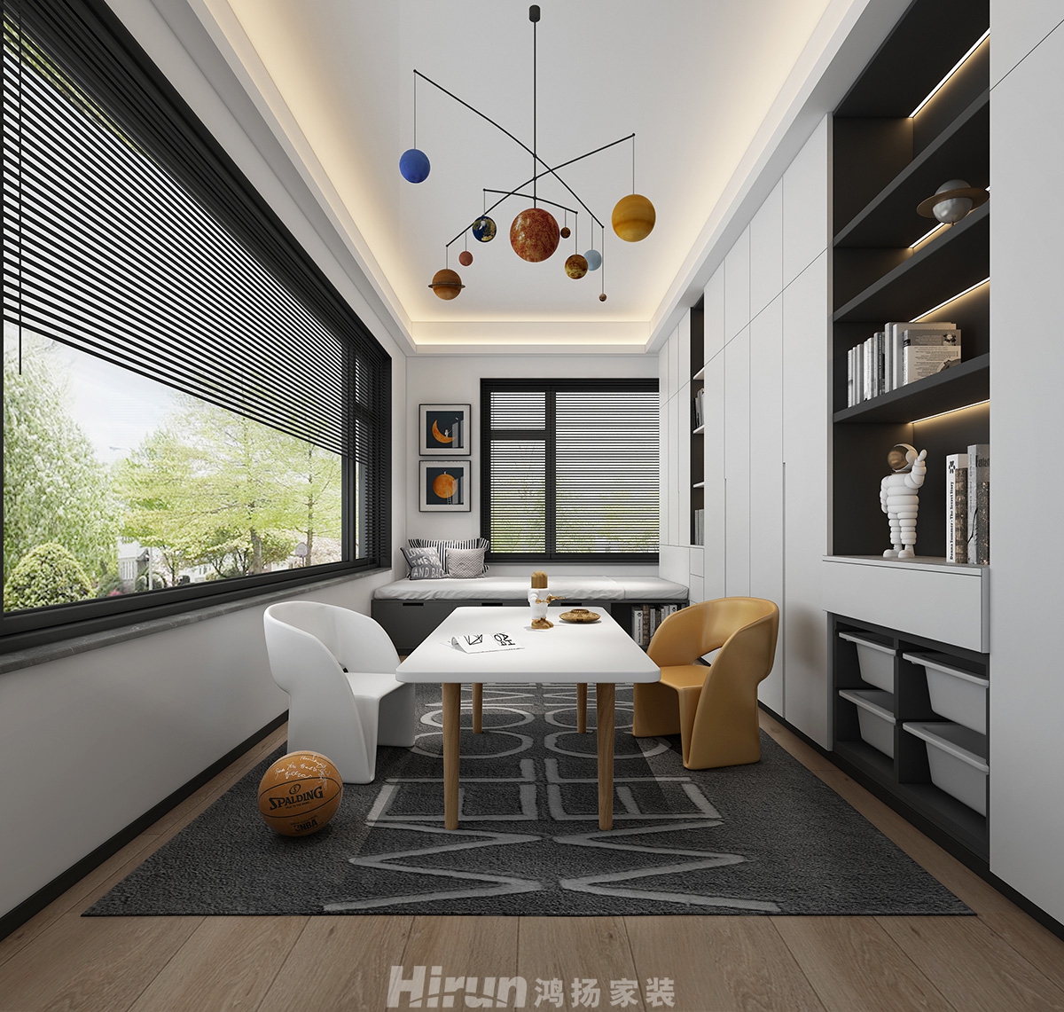 長房梅溪香山400㎡雅致現(xiàn)代別墅 裝修案例效果圖-9閱讀室