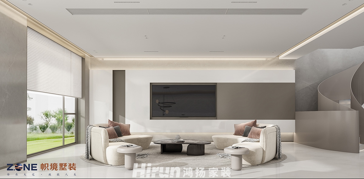 頤德公館400㎡雅致現代別墅 裝修案例效果圖-客廳