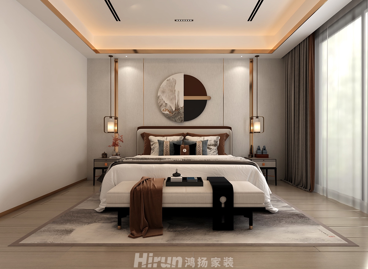 致地龍熙臺400㎡意境東方別墅 裝修案例效果圖-3樓-主臥