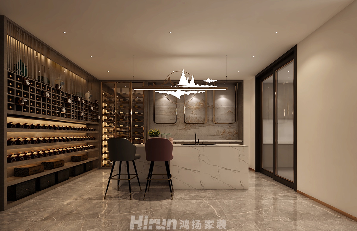 致地龍熙臺400㎡意境東方別墅 裝修案例效果圖-負一樓西廚