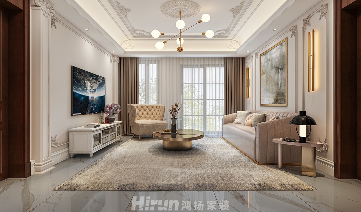 爵世名邸400㎡輕歐簡(jiǎn)美別墅 裝修案例效果圖-7