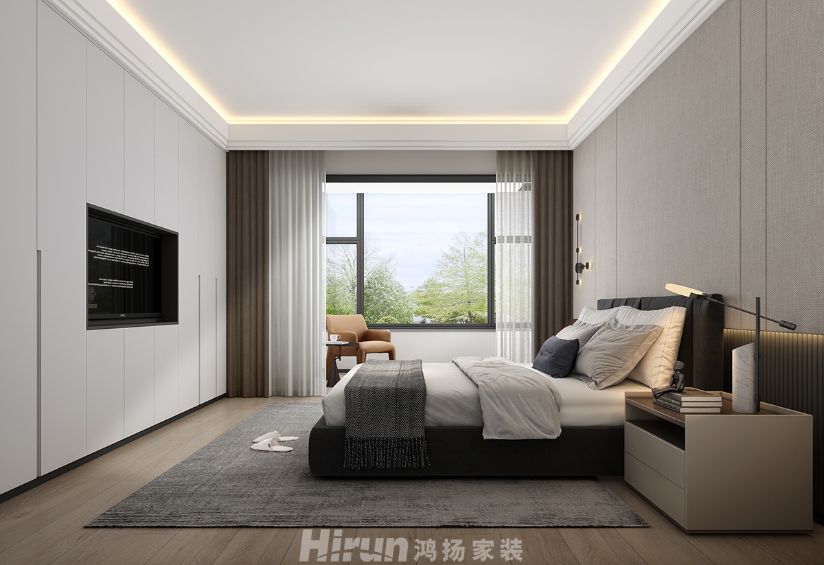 長房梅溪香山400㎡雅致現(xiàn)代別墅 裝修案例效果圖-10三層長輩房