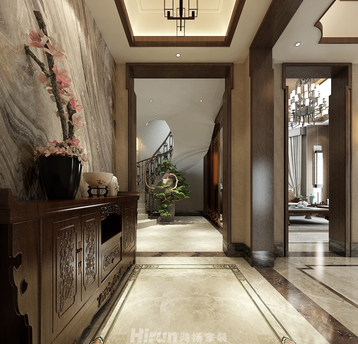 瀏陽(yáng)別墅1000㎡復(fù)合寫意別墅 裝修案例效果圖-6