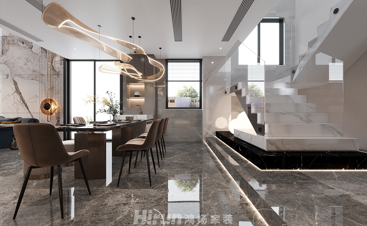 碧桂園300㎡新裝飾主義復式 裝修案例效果圖-6-1F樓梯