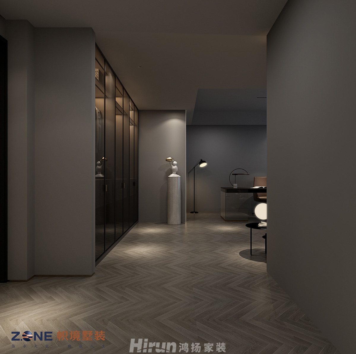 中建江山壹號220㎡雅致現(xiàn)代大平層 裝修案例效果圖-主臥門廳