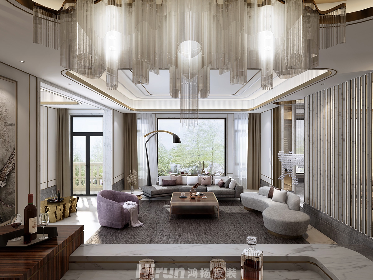 深業堤亞納灣600㎡新裝飾主義別墅 裝修案例效果圖-客廳沙發