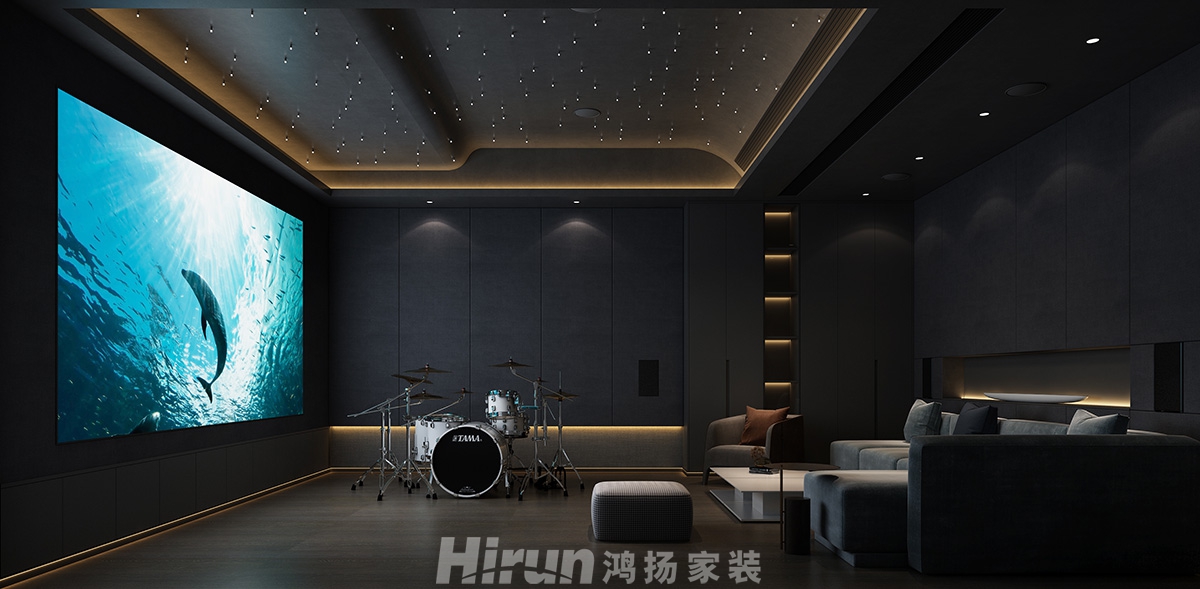 長房梅溪香山400㎡雅致現(xiàn)代別墅 裝修案例效果圖-3視聽室