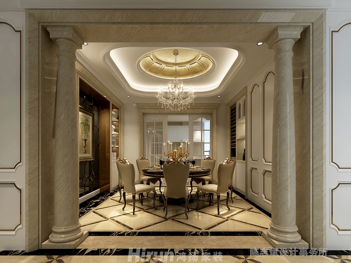 第六都260㎡新裝飾主義大平層 裝修案例效果圖-03餐廳