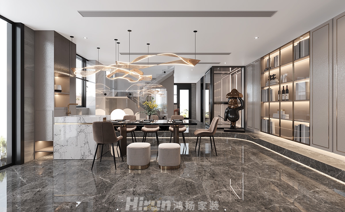 碧桂園300㎡新裝飾主義復式 裝修案例效果圖-5-1F餐廳