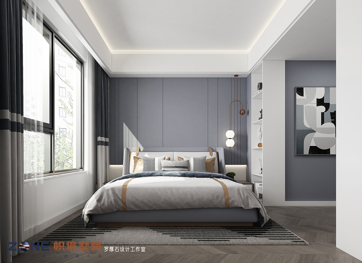 萬科紫臺260㎡雅致現(xiàn)代大平層 裝修案例效果圖-9二層男孩房水印