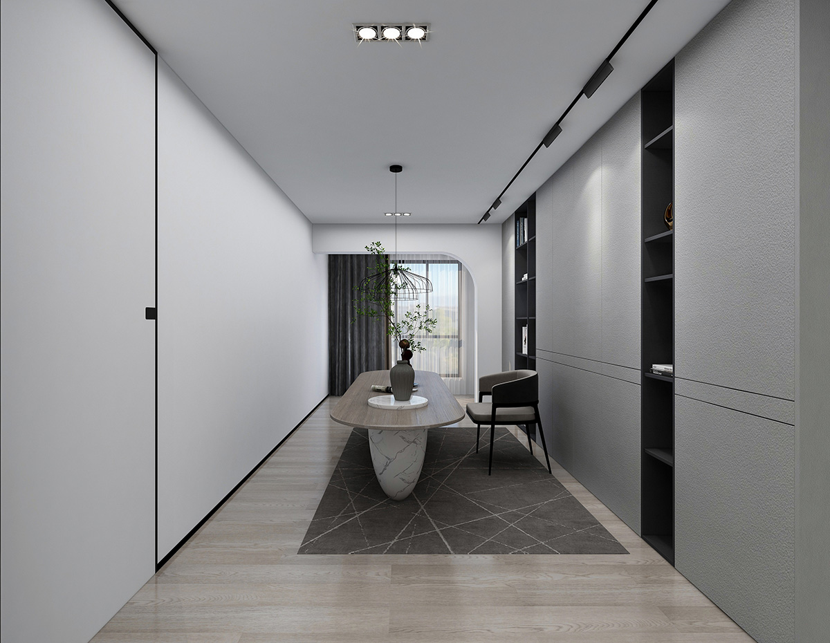 綠地城際空間站78㎡雅致現(xiàn)代二居室 裝修案例效果圖-書房