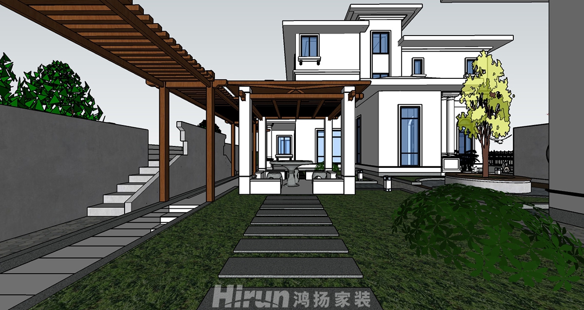 瀏陽(yáng)別墅1000㎡復(fù)合寫意別墅 裝修案例效果圖-瀏陽(yáng)中式園林1-12