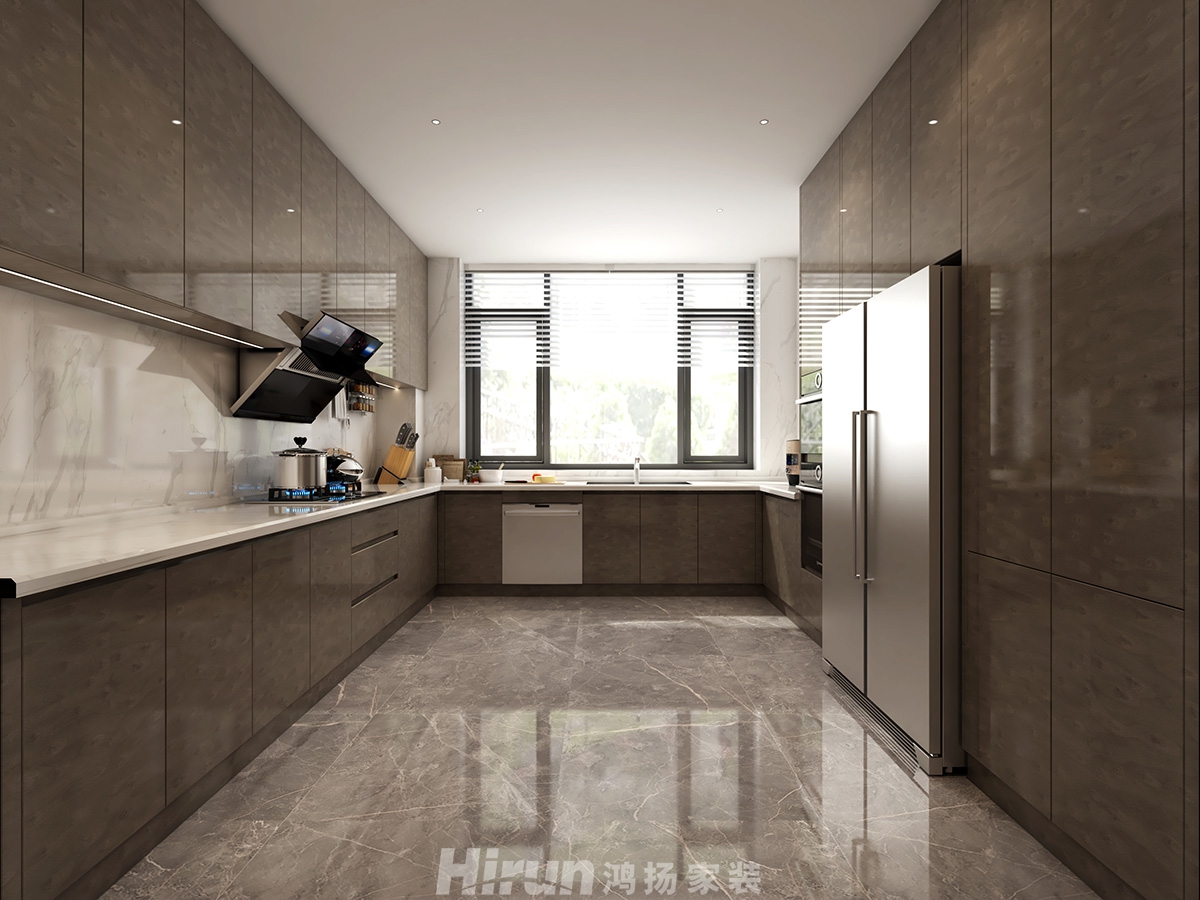 致地龍熙臺400㎡意境東方別墅 裝修案例效果圖-負一樓廚房