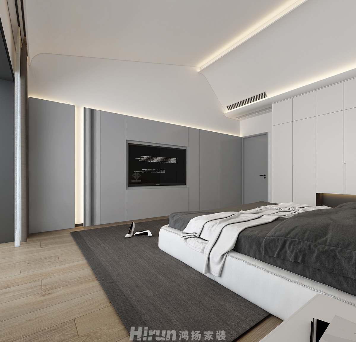 長房梅溪香山400㎡雅致現(xiàn)代別墅 裝修案例效果圖-15主臥