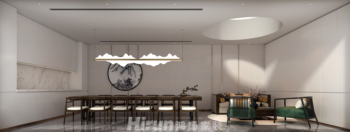 致地龍熙臺400㎡意境東方別墅 裝修案例效果圖-負二樓茶室