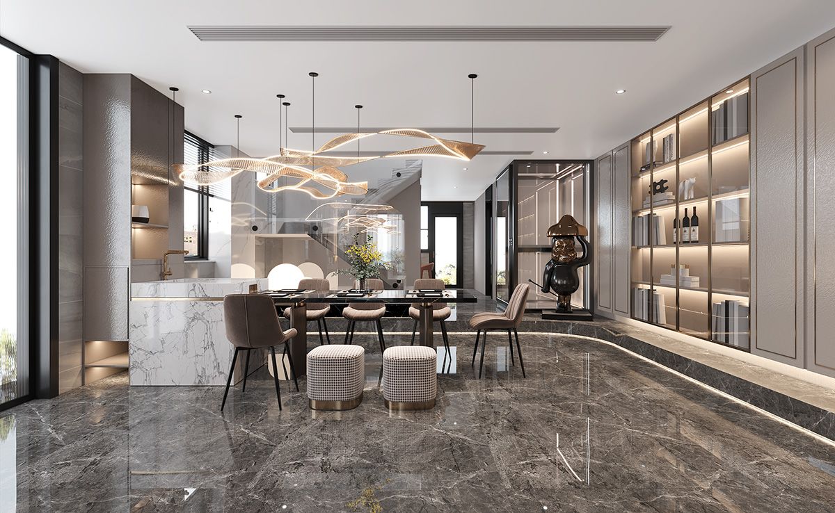 碧桂園280㎡新裝飾主義復式 裝修案例效果圖-5-1F餐廳