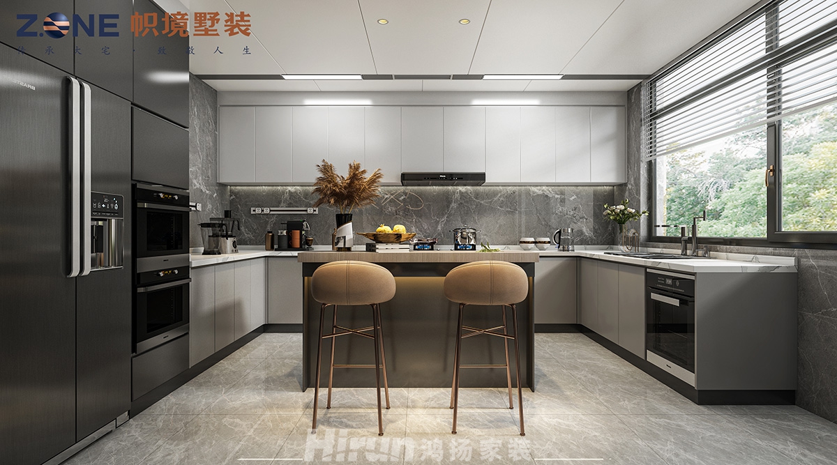 瀏陽自建別墅450㎡雅致現代別墅 裝修案例效果圖-6