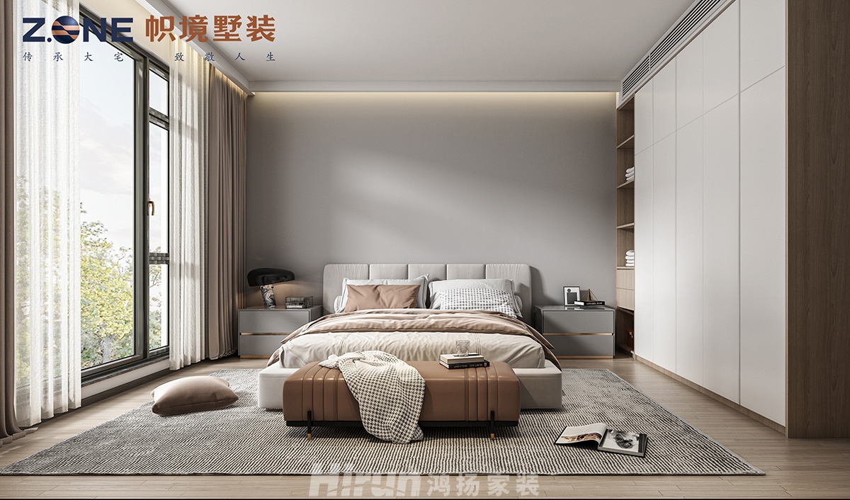 瀏陽自建別墅450㎡雅致現代別墅 裝修案例效果圖-13