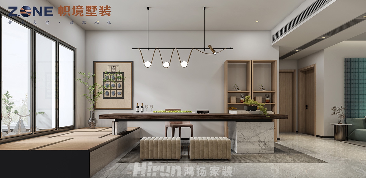 瀏陽自建別墅450㎡雅致現代別墅 裝修案例效果圖-5