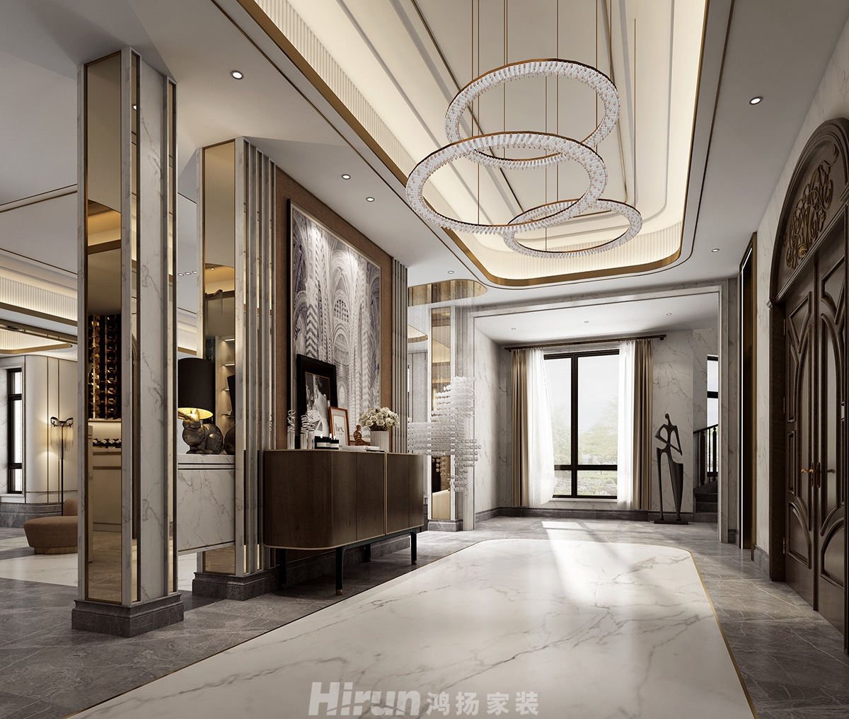 深業堤亞納灣600㎡新裝飾主義別墅 裝修案例效果圖-門廳