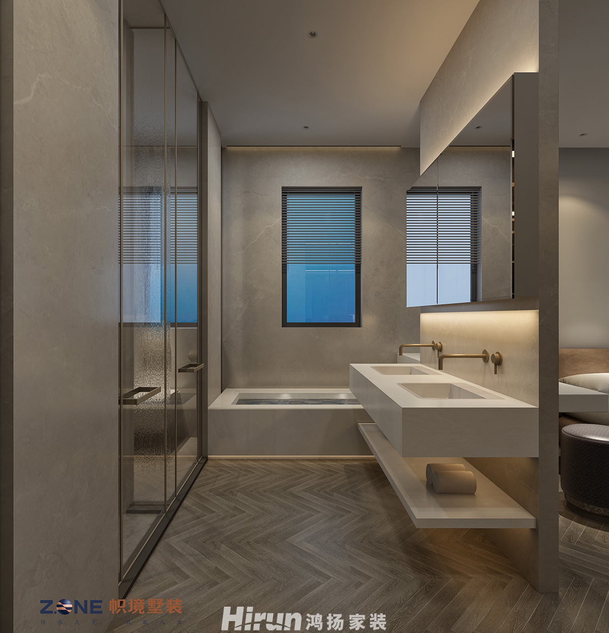 頤德公館400㎡雅致現代別墅 裝修案例效果圖-主臥衛生間