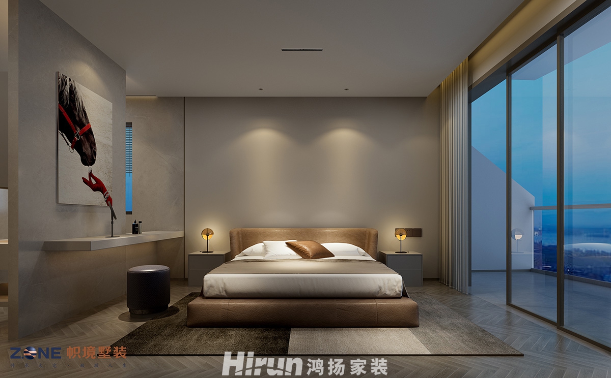 頤德公館400㎡雅致現代別墅 裝修案例效果圖-主臥1