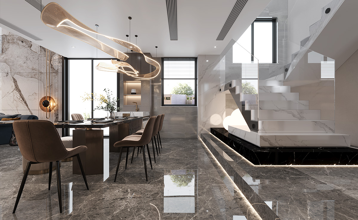 碧桂園280㎡新裝飾主義復式 裝修案例效果圖-6-1F樓梯