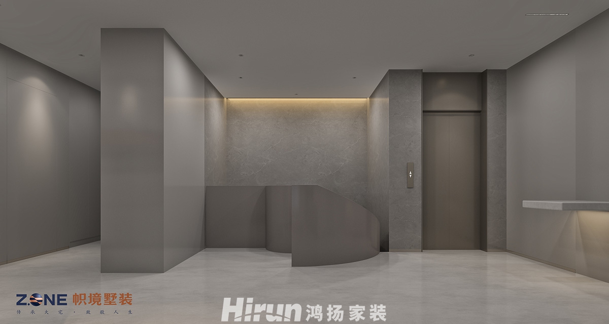 頤德公館400㎡雅致現代別墅 裝修案例效果圖-二樓樓梯