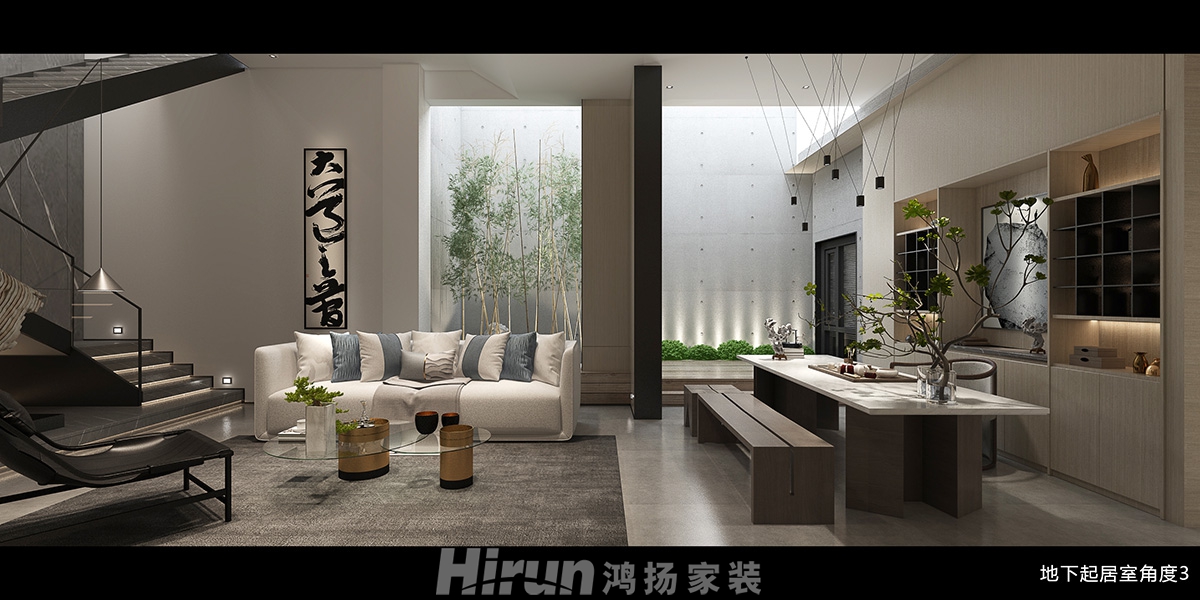 東方名苑首府500㎡意境東方別墅 裝修案例效果圖-負(fù)一層角度3