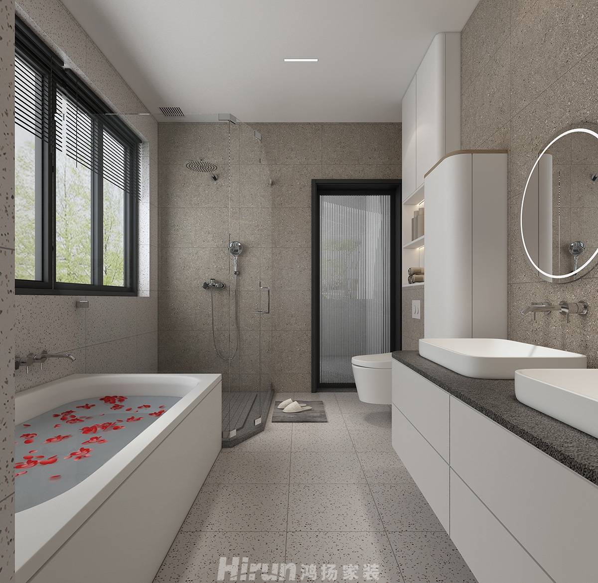 長房梅溪香山400㎡雅致現(xiàn)代別墅 裝修案例效果圖-17主衛(wèi)