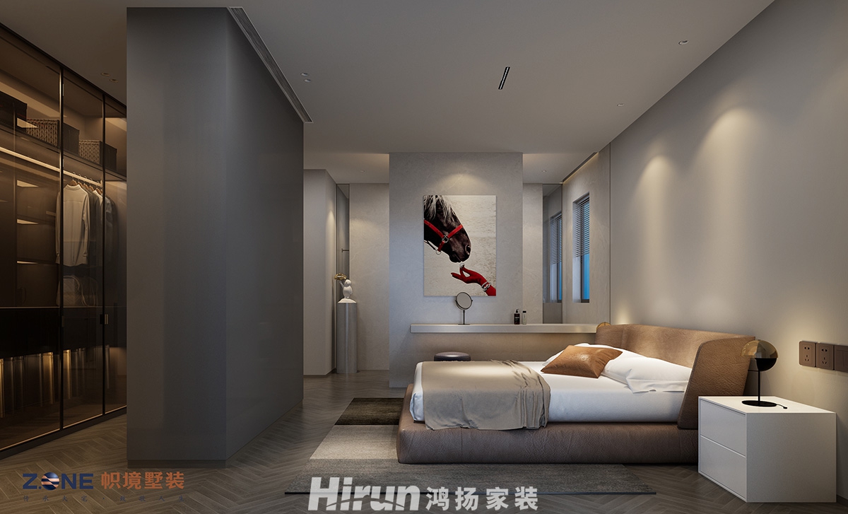 頤德公館400㎡雅致現代別墅 裝修案例效果圖-主臥