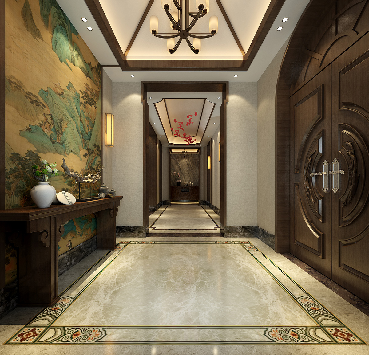 瀏陽(yáng)別墅1000㎡復(fù)合寫意別墅 裝修案例效果圖-4