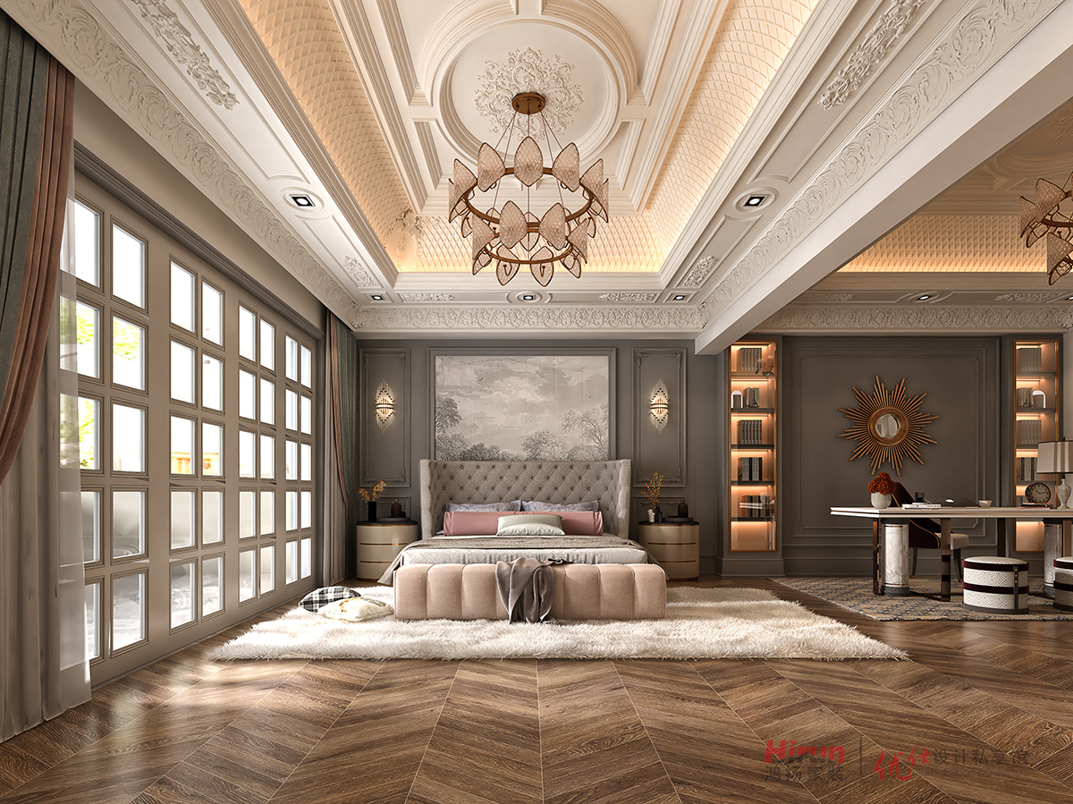 富瑤天下500㎡歐美香頌別墅 裝修案例效果圖-7-3f主臥1