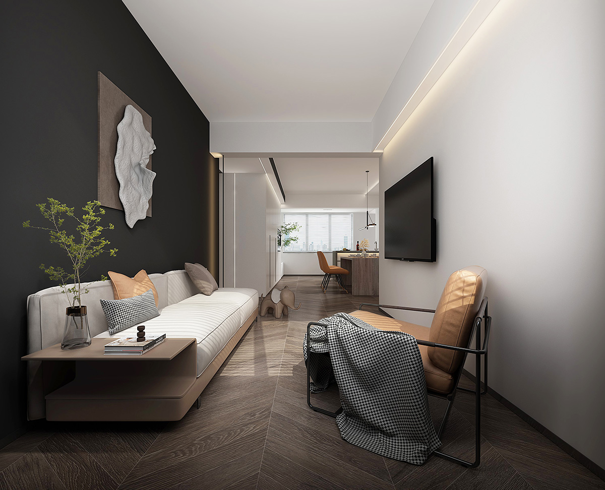 梅溪青秀128㎡雅致現代三居室 裝修案例效果圖-7