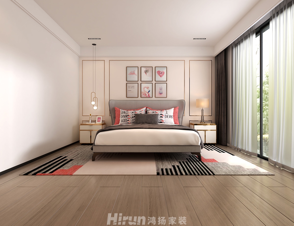 致地龍熙臺400㎡意境東方別墅 裝修案例效果圖-2樓-小女兒房