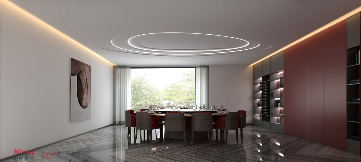 湘江壹號320㎡雅致現代別墅 裝修案例效果圖-5-二樓餐廳