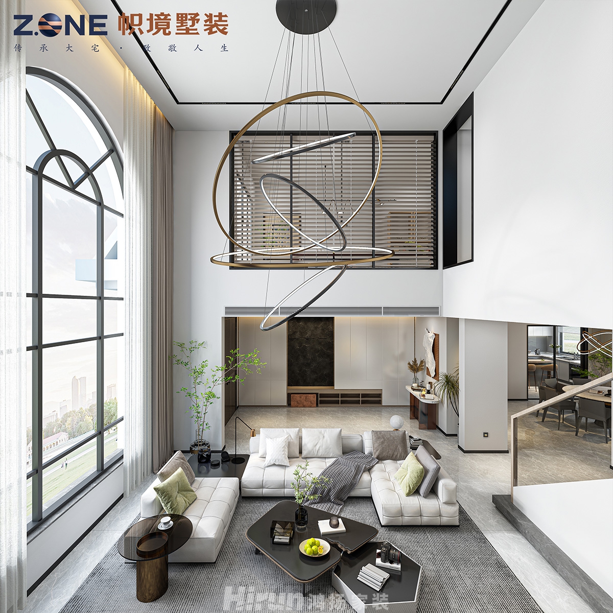 瀏陽自建別墅450㎡雅致現代別墅 裝修案例效果圖-3