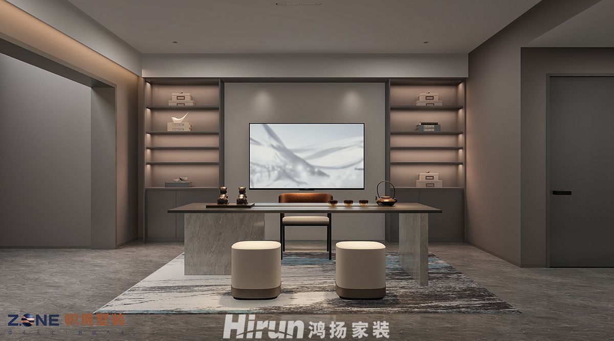 頤德公館400㎡雅致現代別墅 裝修案例效果圖-茶室